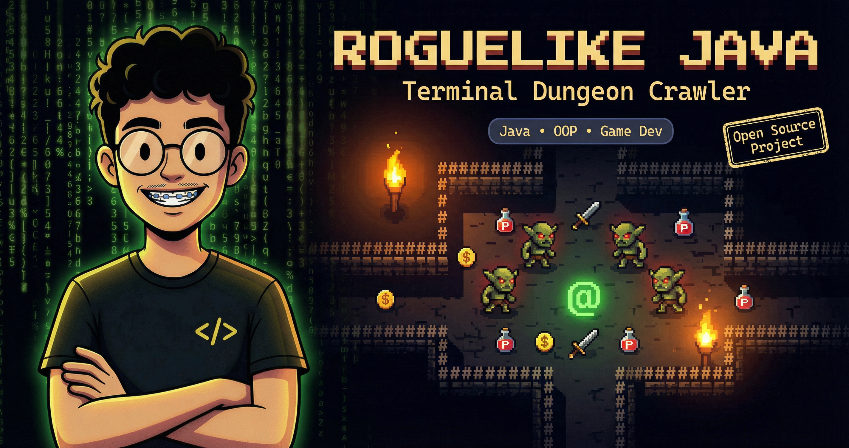 Preview do projeto Roguelike Java